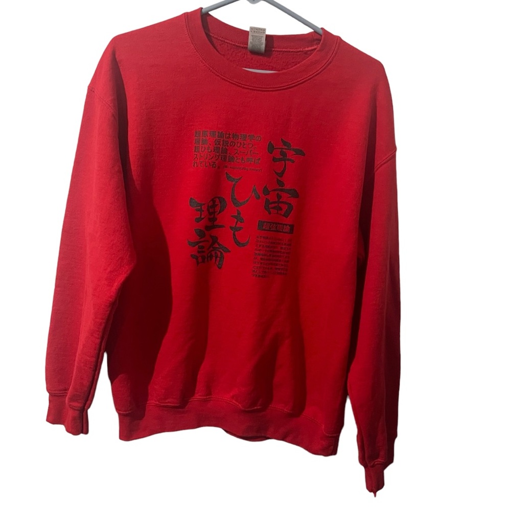 Gildan Sweater‎ Men Medium Red Lightweight Casual Pullover Graphic Long Sleeve